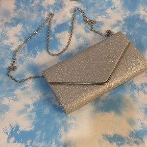 Elegant Silver Glitter Clutch